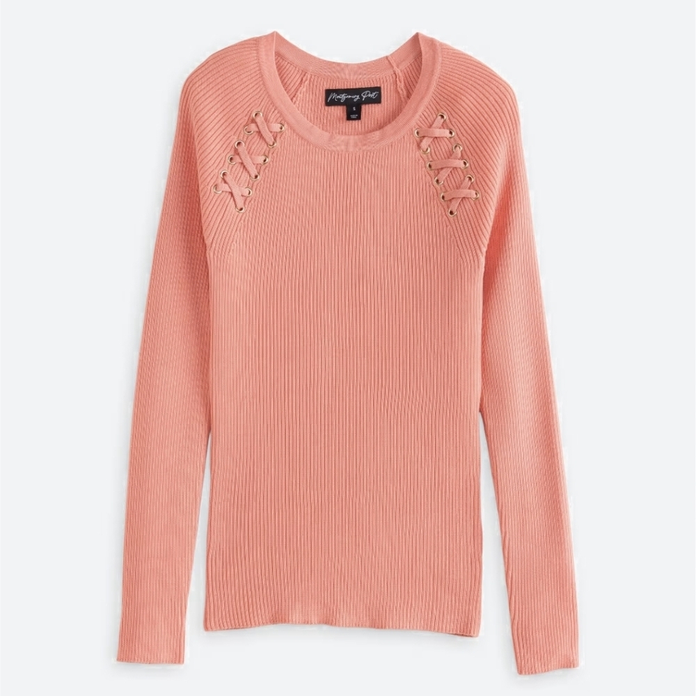 Montgomery Post - Crew Neck Raglan Fitted Ribbed Top - Picture 4 of 12